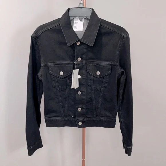 NWT Helmut Lang unisex Masc Trucker Jean Jacket Matte powder black
